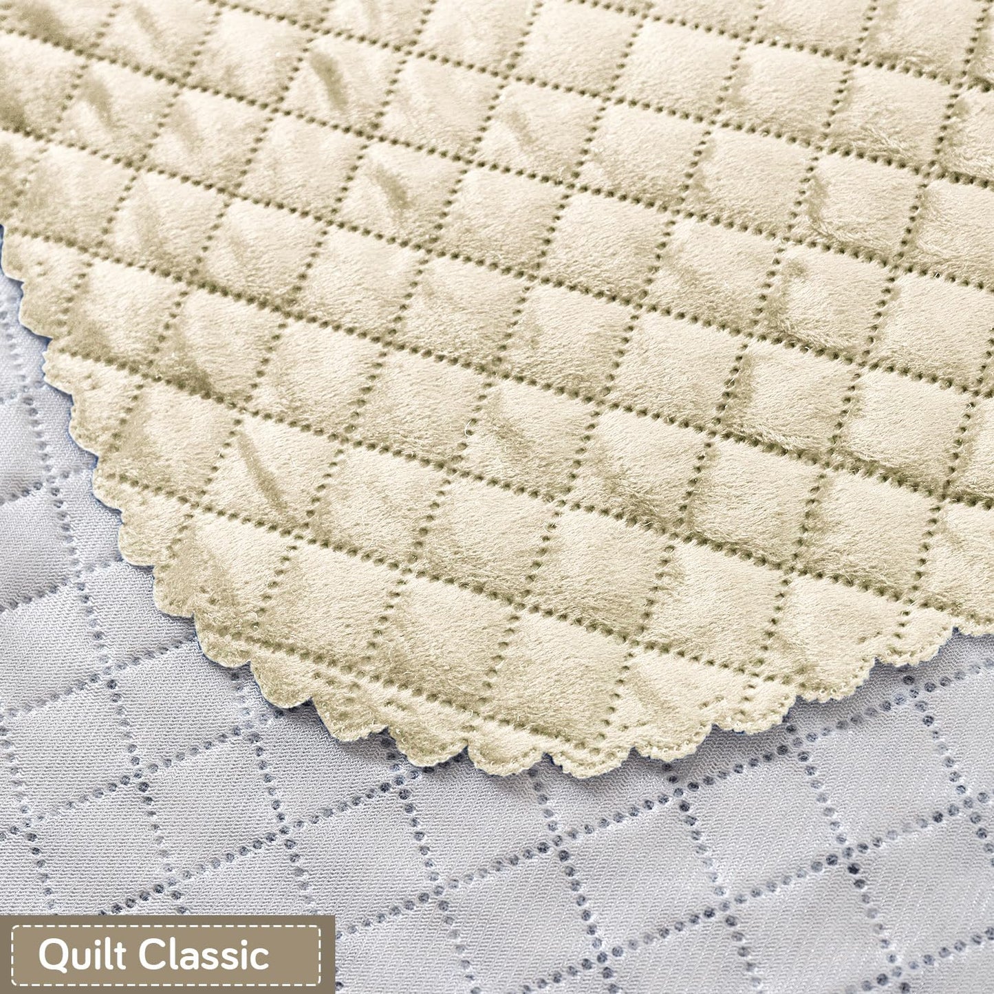 Quilt Classic 5-Seater Sofa Cover (3+1+1), Beige