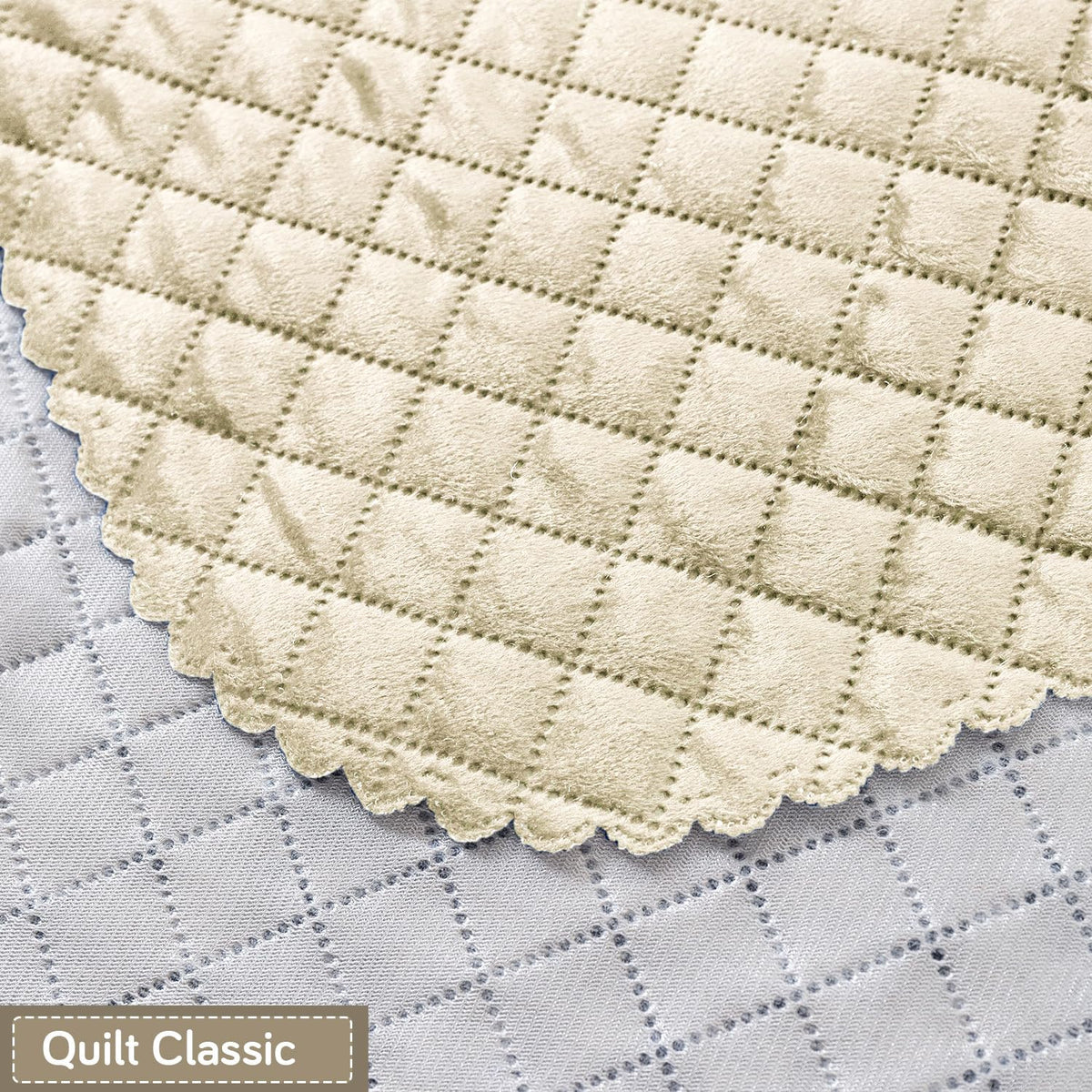 Quilt Classic 5-Seater Sofa Cover (3+1+1), Beige