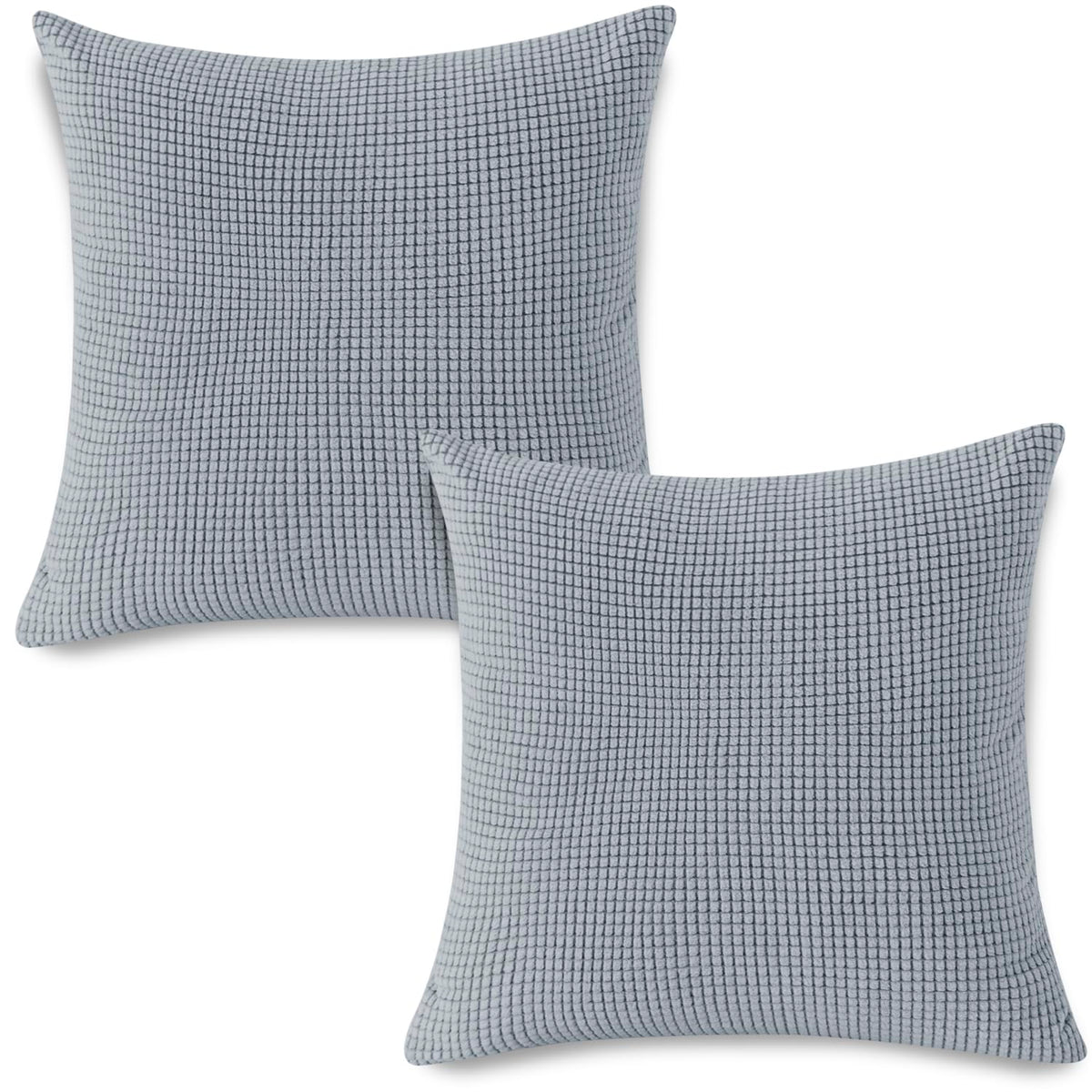 Premium Light Grey Colour Grid Texture Jacquard Cushion Cover | 18x18 Inch Size