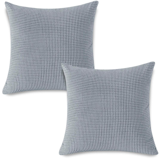 Premium Light Grey Colour Grid Texture Jacquard Cushion Cover | 18x18 Inch Size