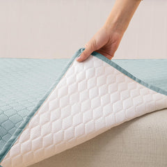 Quilted Sofa Cover Mat for 1/2/3 Seater Sofa, Light Sky Blue