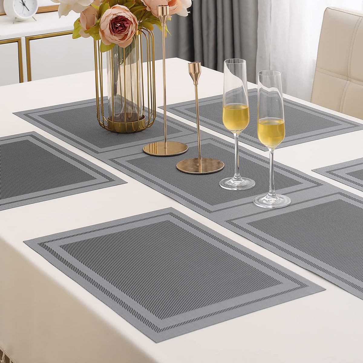 PVC Dining Table Mats, Grey