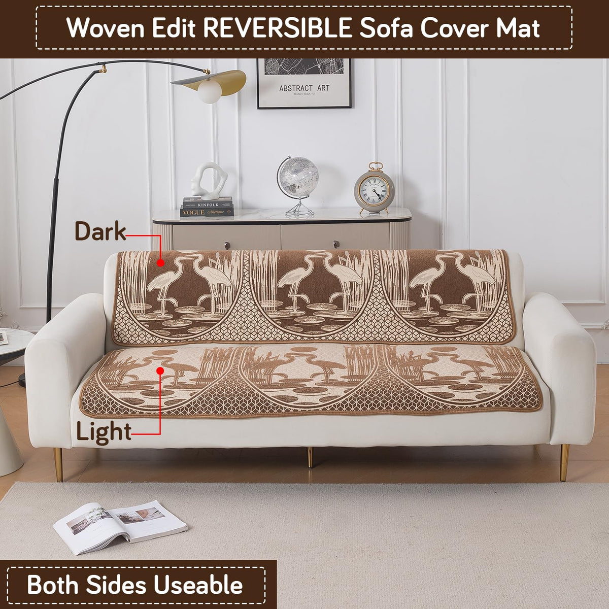 Woven Edit Chenille Jacquard Reversible 5-Seater Sofa Cover (3+1+1), Meadow Bloom