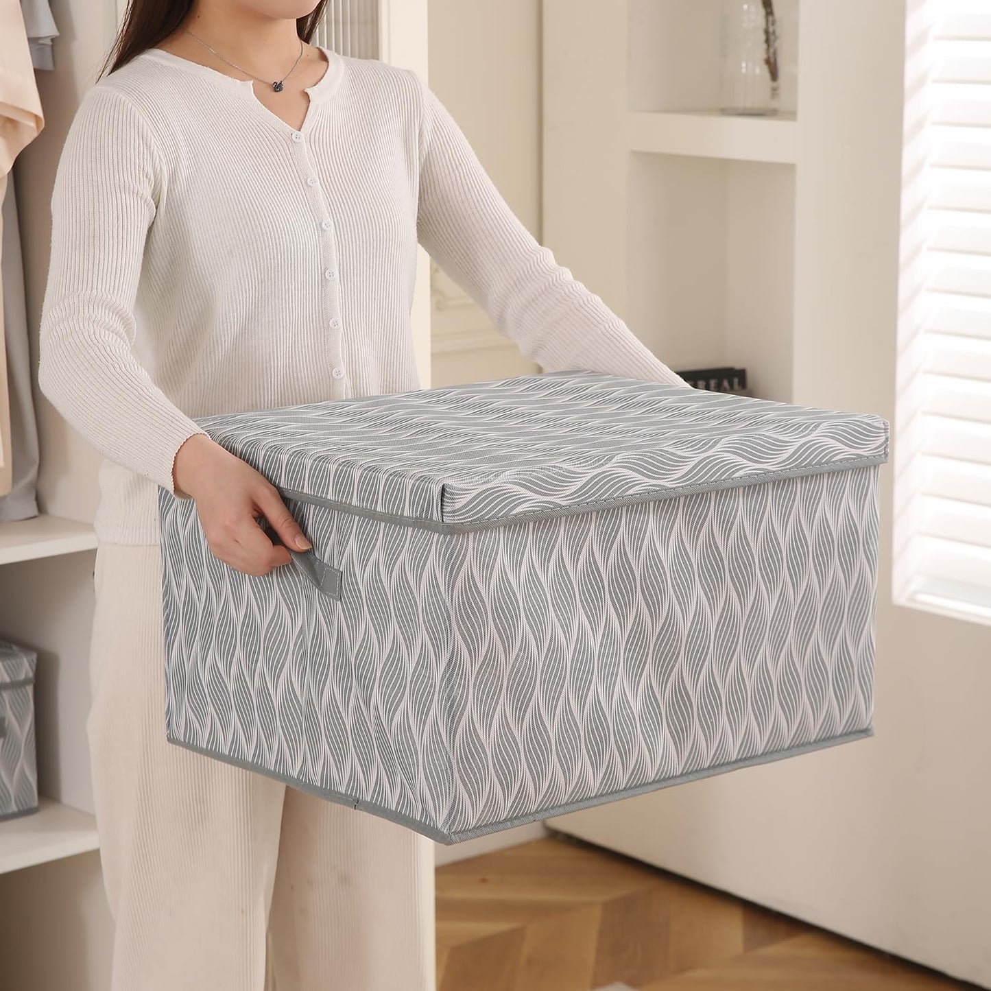 Foldable Cloth Storage Box | Wardrobe Organizer with Lid