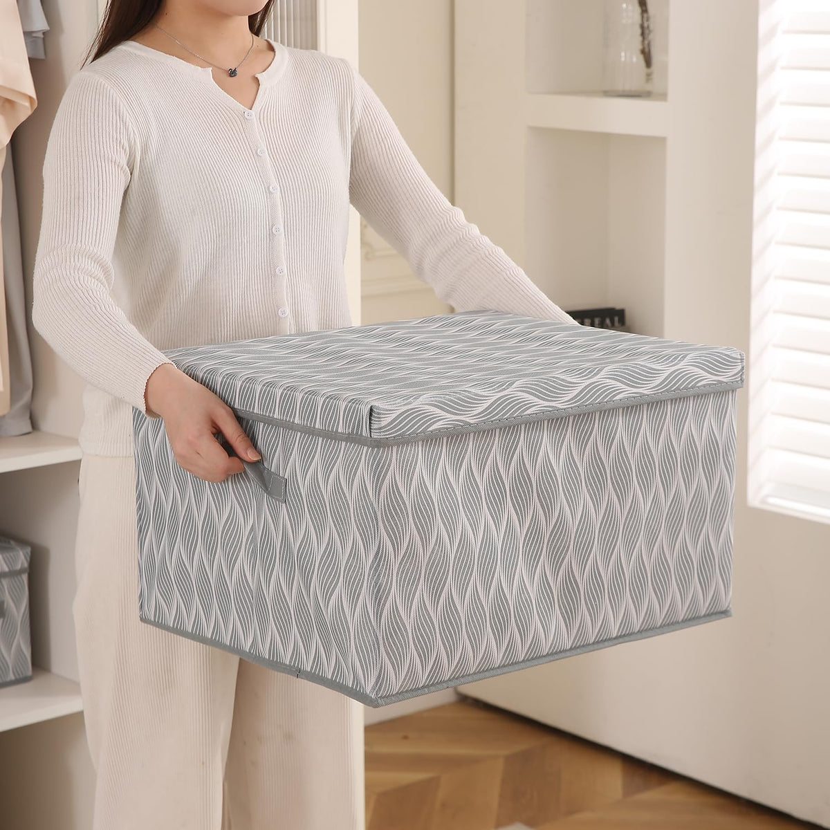 Foldable Cloth Storage Box | Wardrobe Organizer with Lid