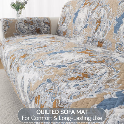 Easy Drape Reversible Quilted 5-Seater Sofa Cover (3+1+1), Urban Floral