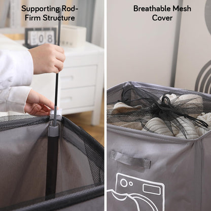 Laundry Basket Bag with Wheels Hamper, Grey