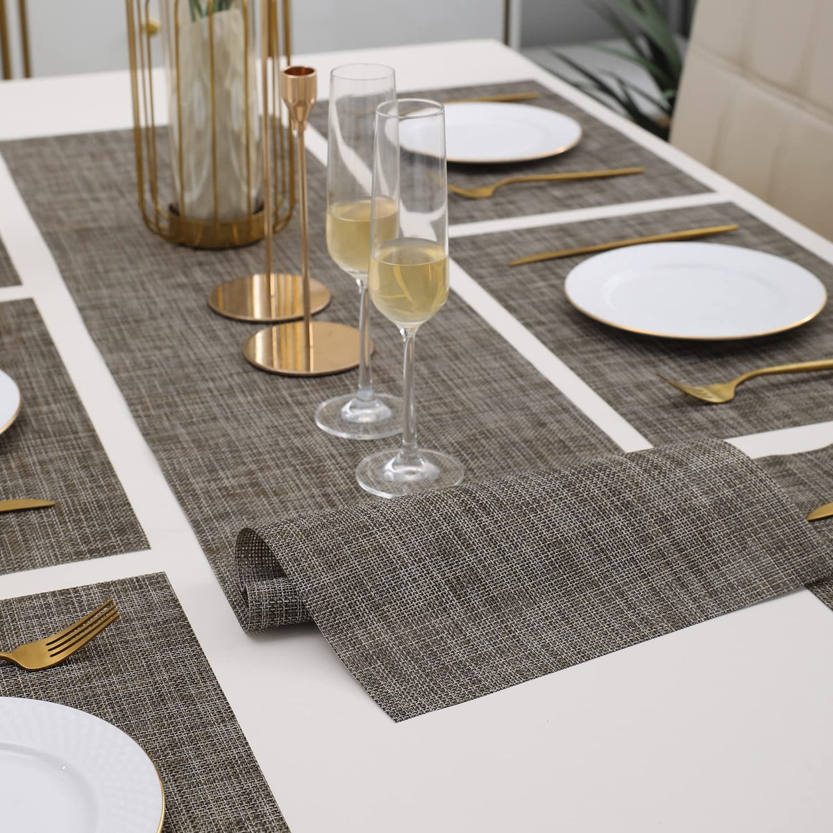 PVC Dining Table Mats, Ash Grey