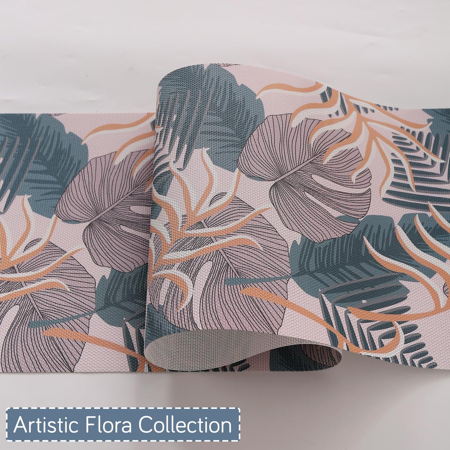 Artistic Flora PVC Washable Mats for Dining Table - Monstera Leaves