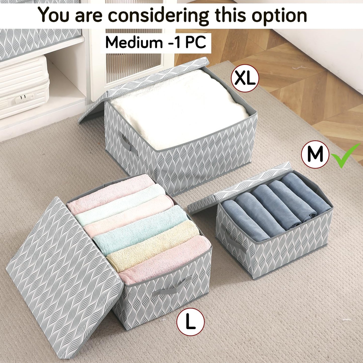 Foldable Cloth Storage Box | Wardrobe Organizer with Lid