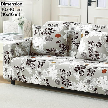 Waterproof & Quick-Dry Quilted Seater Sofa Cover with Pockets on Armrest, Feather Brown Floral