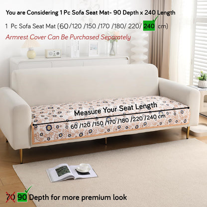 Printed Quilted Sofa Cover Mats,Light Peach Candytuft