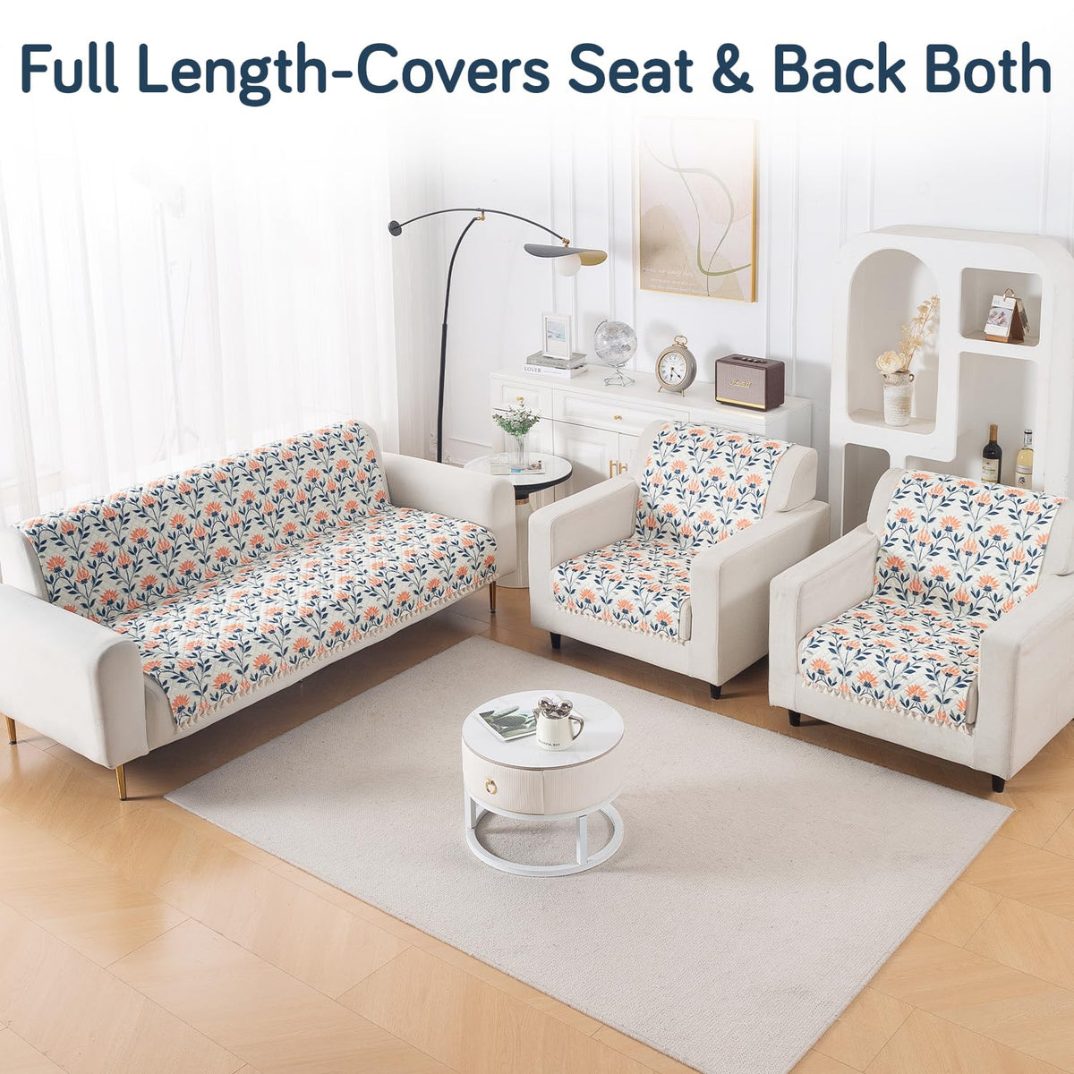 Quilted Sofa Cover 5-Seater Sofa Cover (3+1+1), Tassel Twigs | Folk Garden