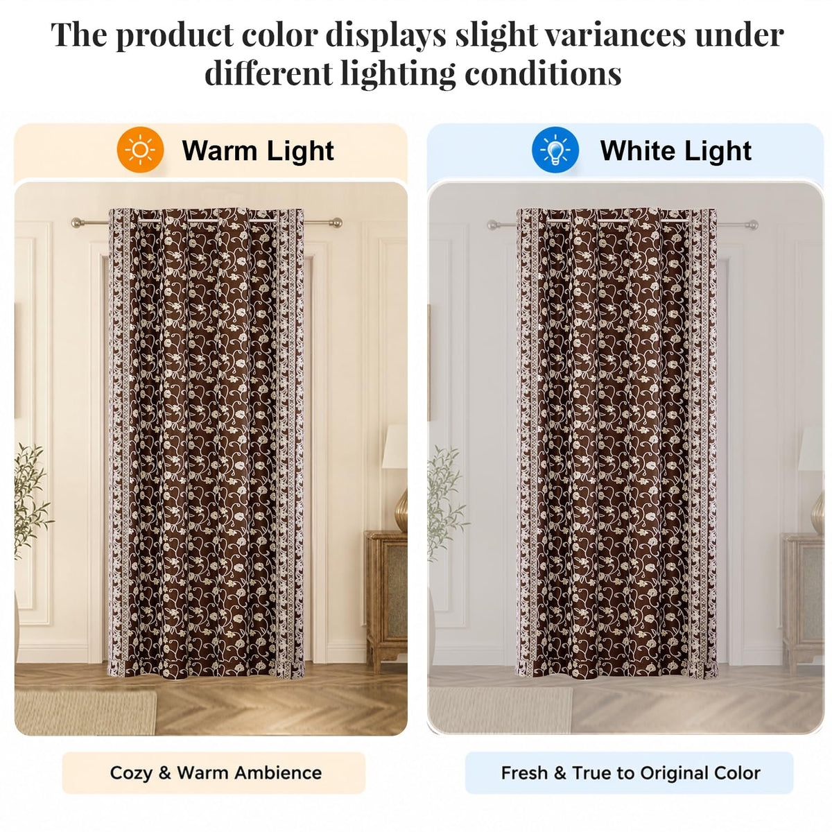 HOKIPO Shahi Bagh Eyelet Curtains, 7 Feet Long - Chocolate Brown - image 6