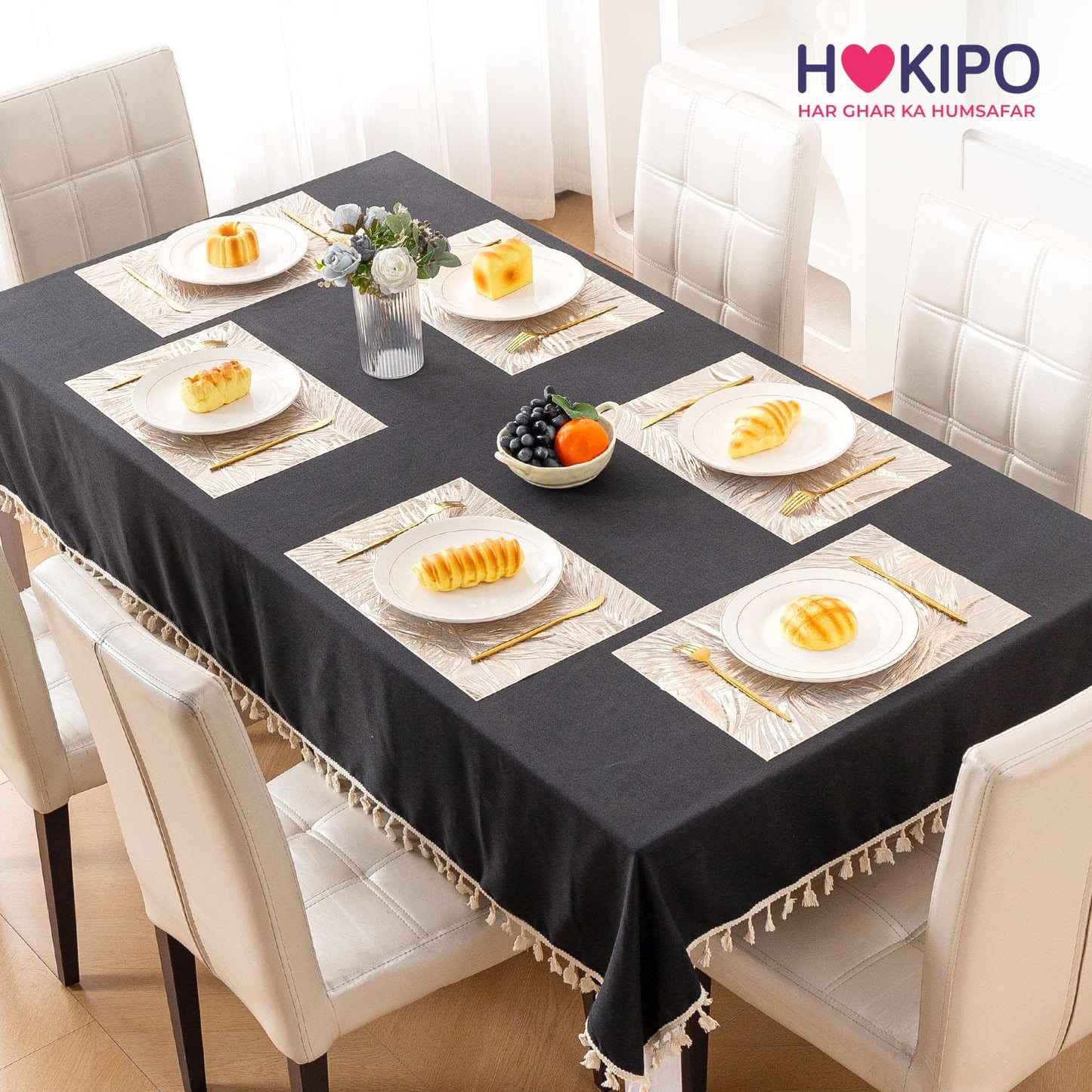Metallic Glow Mats for Dining Table, Areca Palm Leaves - Champagne Gold