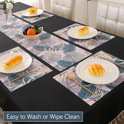 Artistic Flora PVC Washable Mats for Dining Table - Monstera Leaves