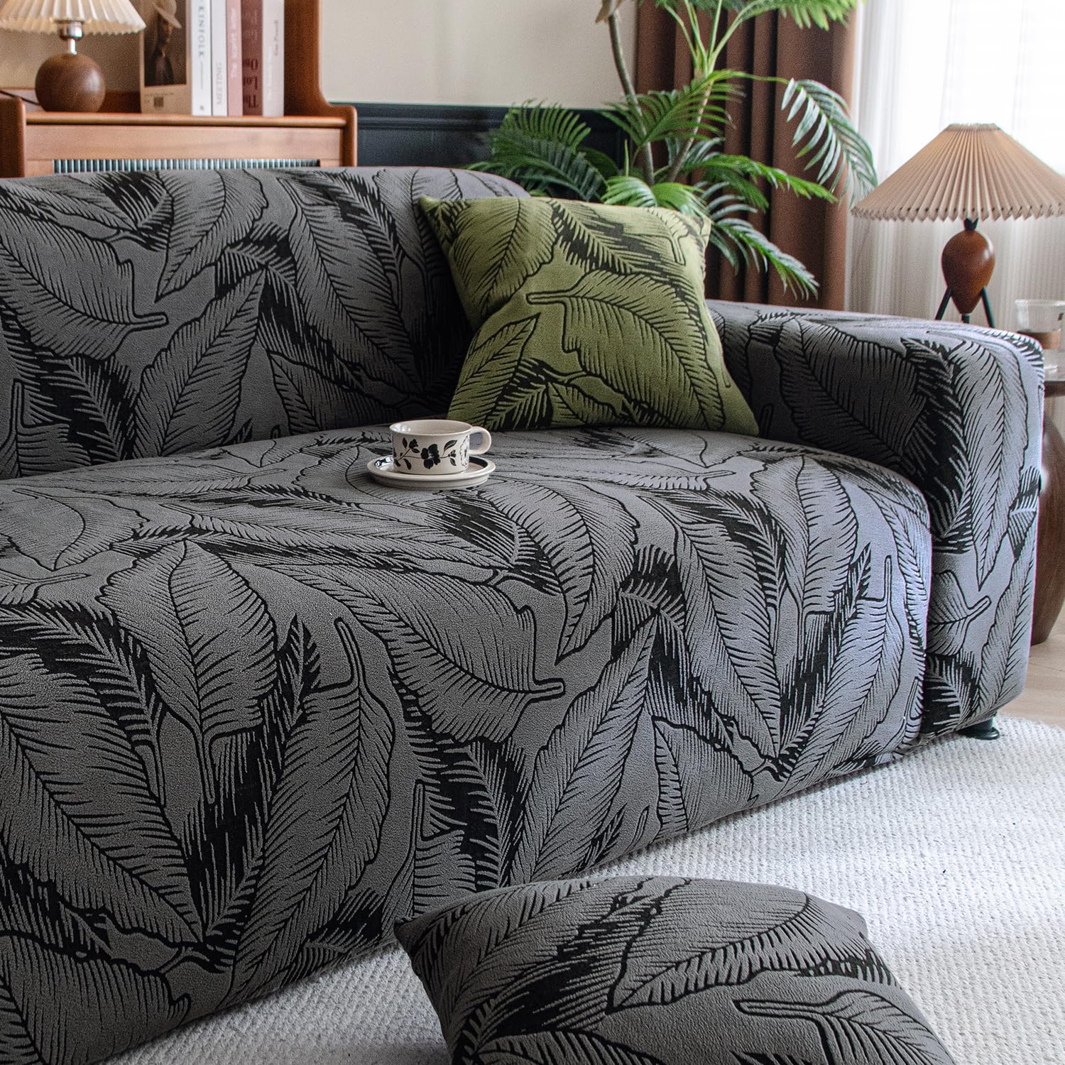 Buy shadow grey colour dual tone series knitting jacquard sofa & Pillow covers | HOKIPO