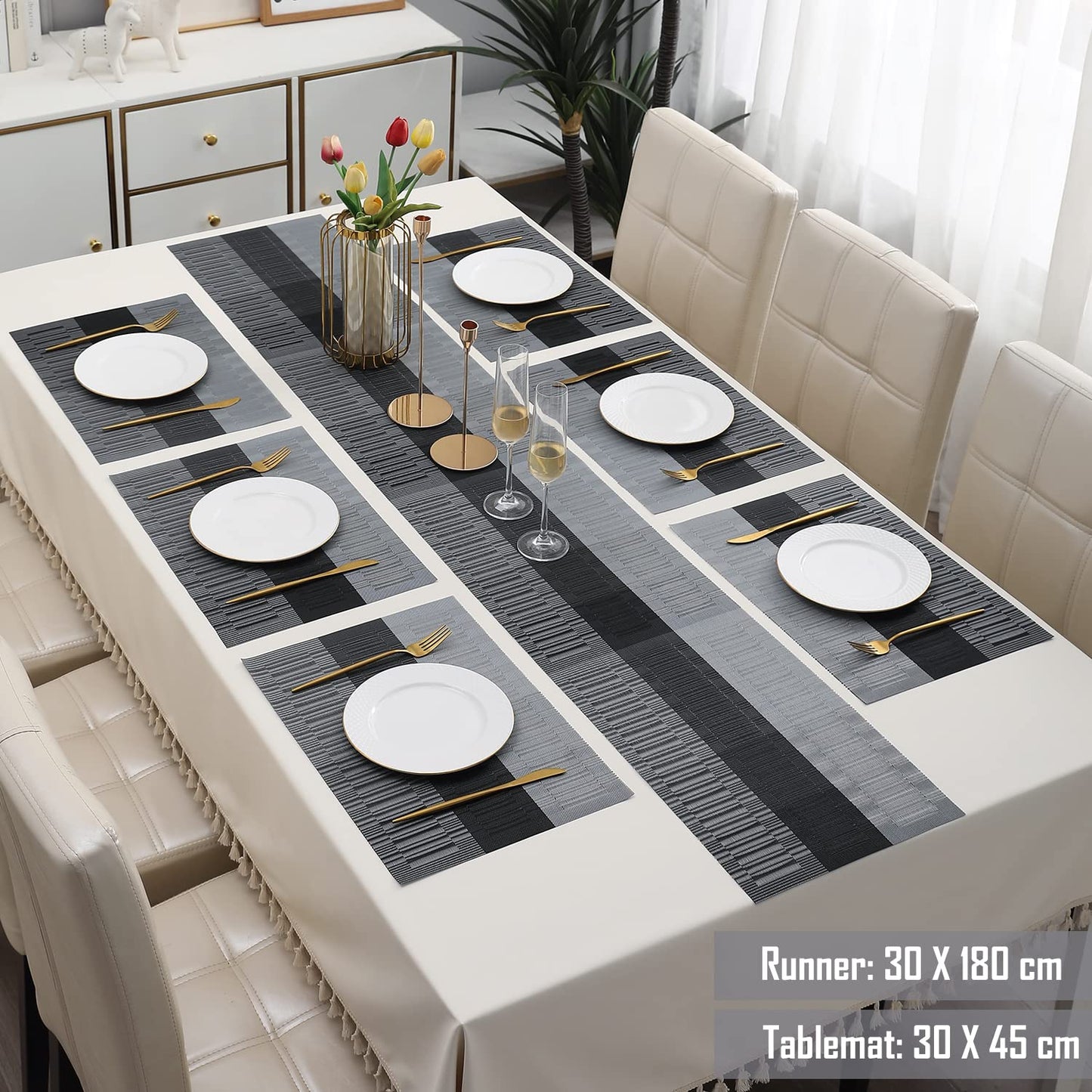 PVC Dining Table Mats, Grey