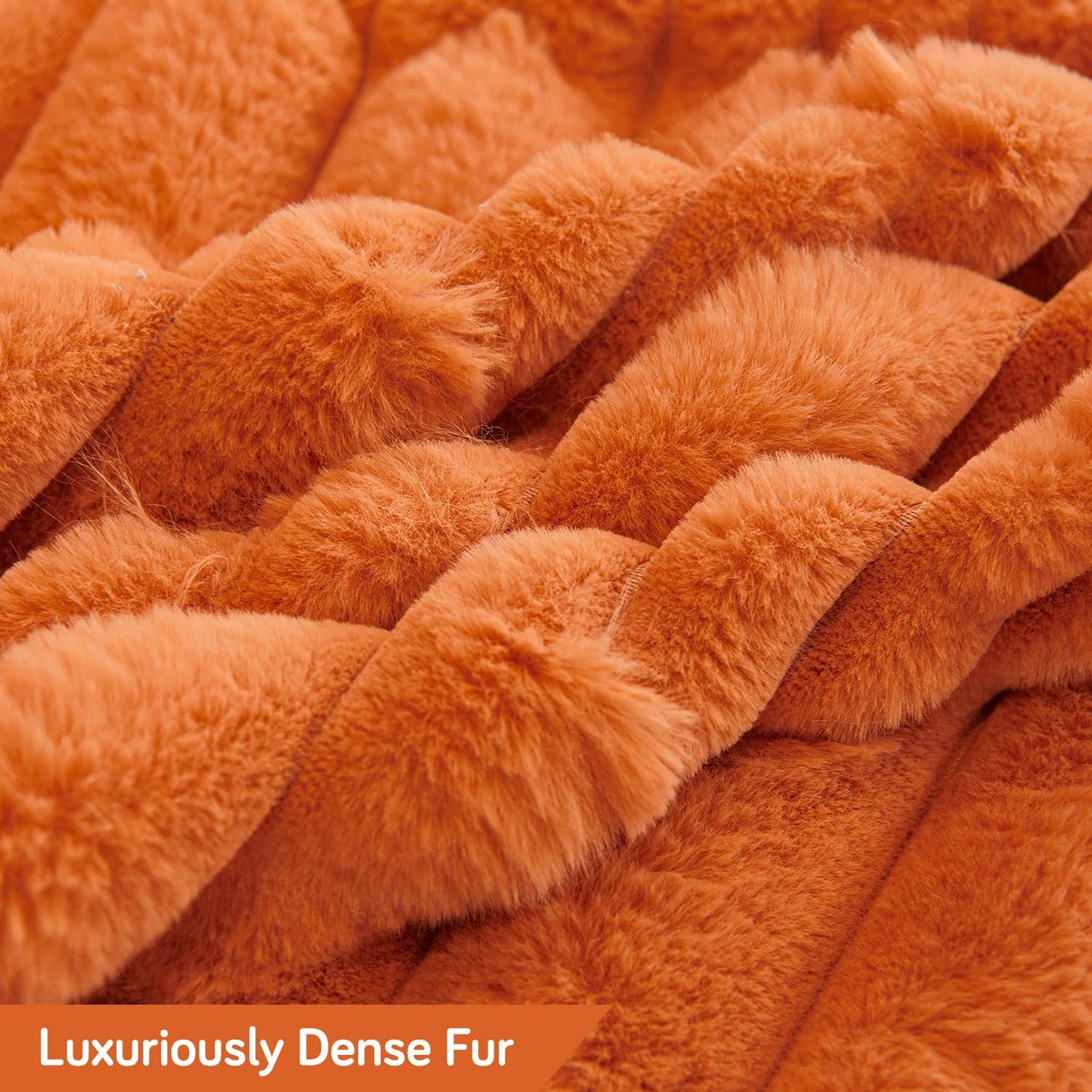 Luxury Waxy Faux Rabbit Fluffy Plush Sofa Throw, Amber Gold