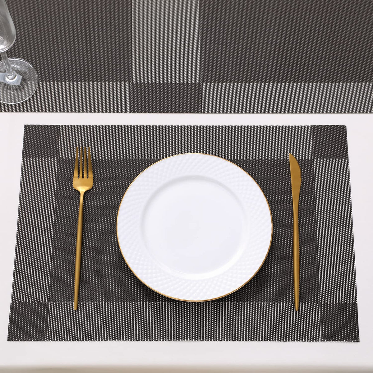 PVC Dining Table Mats, Dark Grey