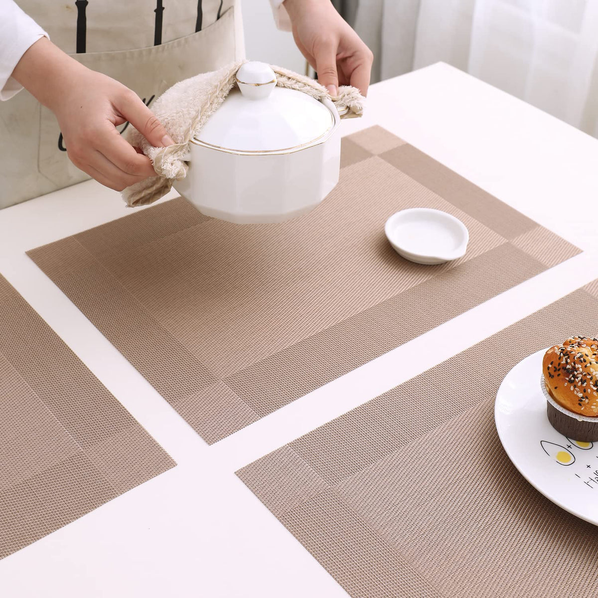 PVC Dining Table Mats, Copper Brown