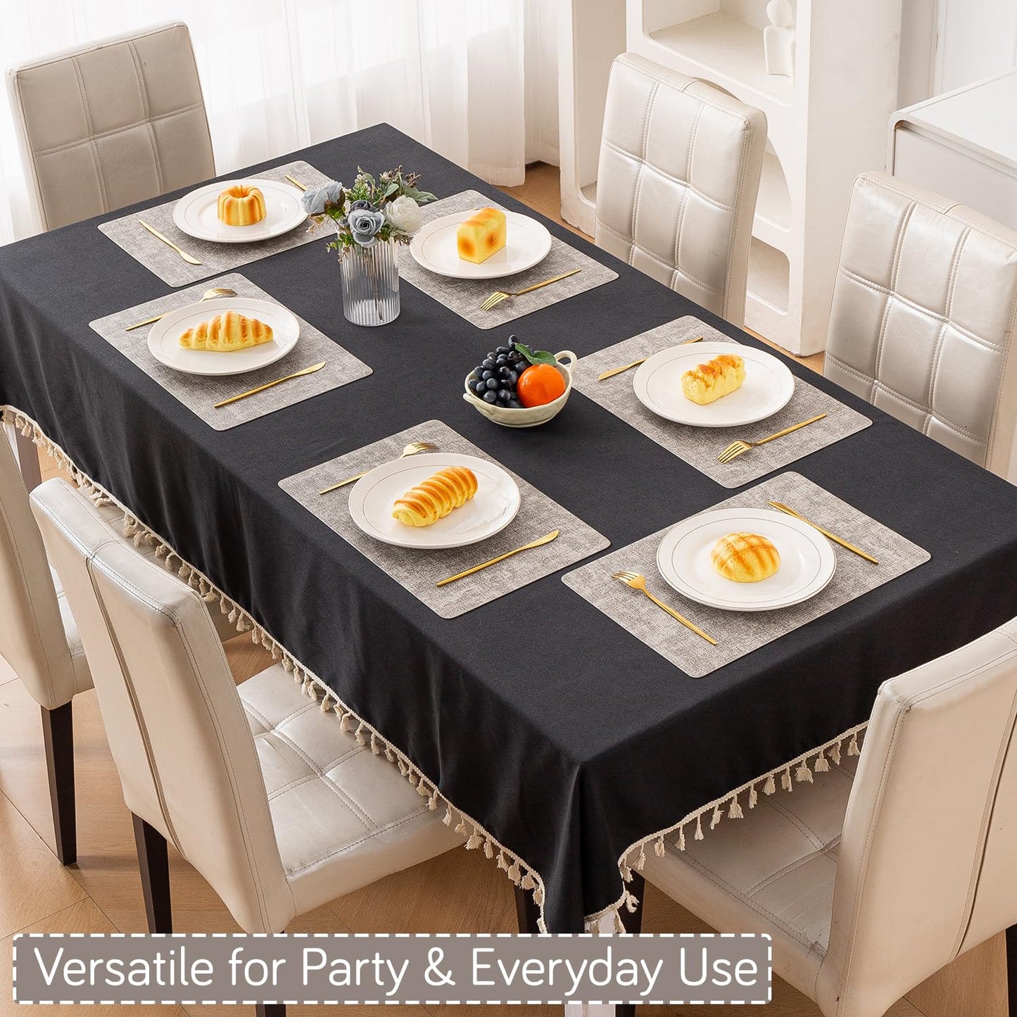 Modern Weaves Royal Luxe Faux Leather Mats for Dining Table - Fog Grey