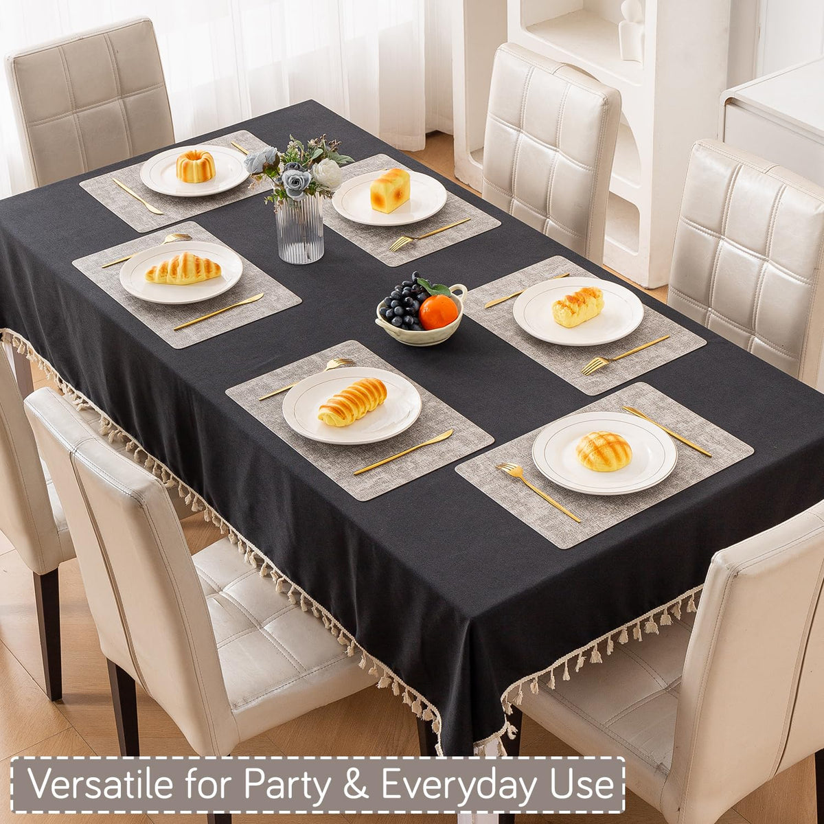 Modern Weaves Royal Luxe Faux Leather Mats for Dining Table - Fog Grey