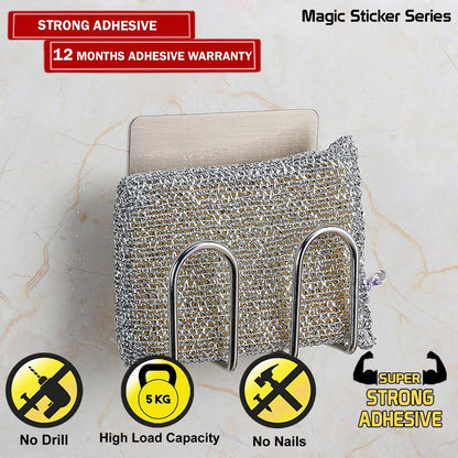 Magic Sticker Series Self Adhesive Stainless Steel Kitchen Scrubber Sponge Holder