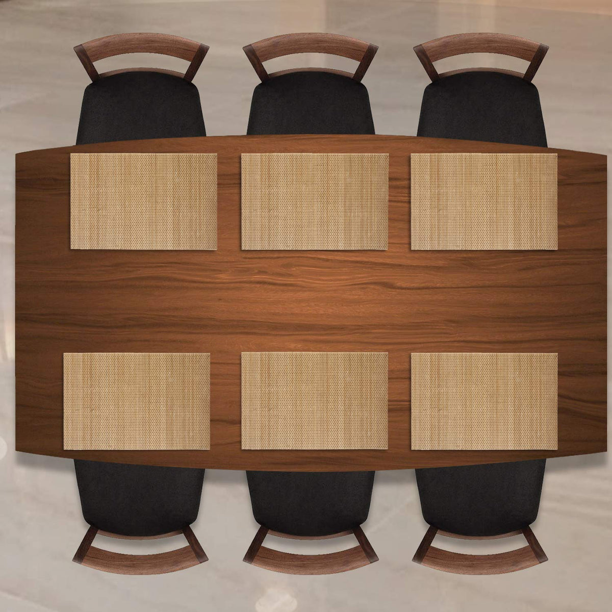 Buy Desert Brown colour reversible bamboo table mats set of 6 | Hokipo