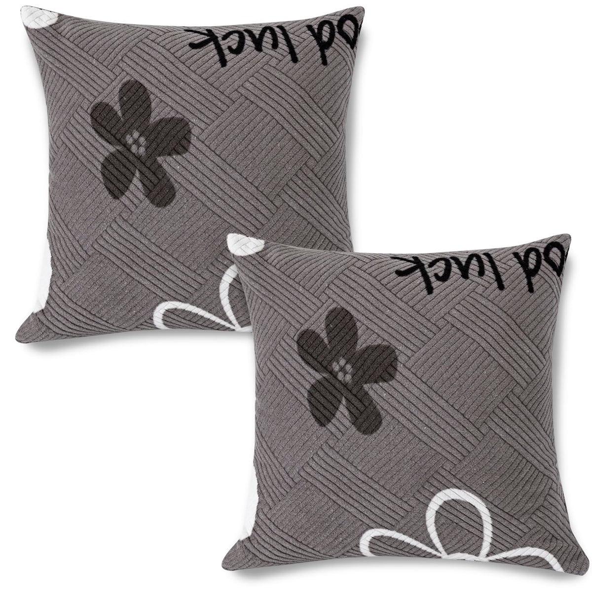 Stretchable Thick Fleece Pack of 2 Cushion Cover 18x18 inch,Moon Grey