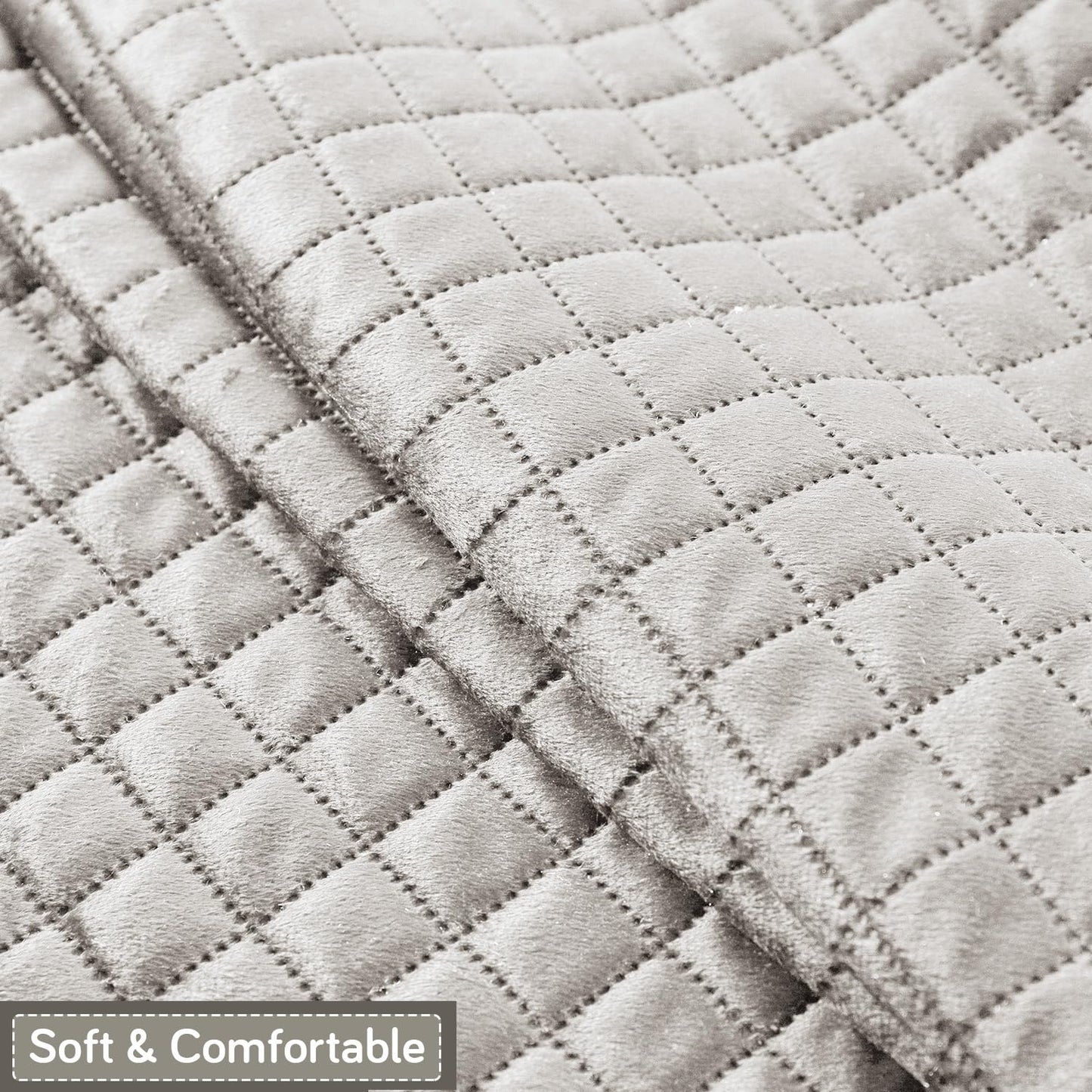 Quilt Classic 5-Seater Sofa Cover (3+1+1), Light Grey