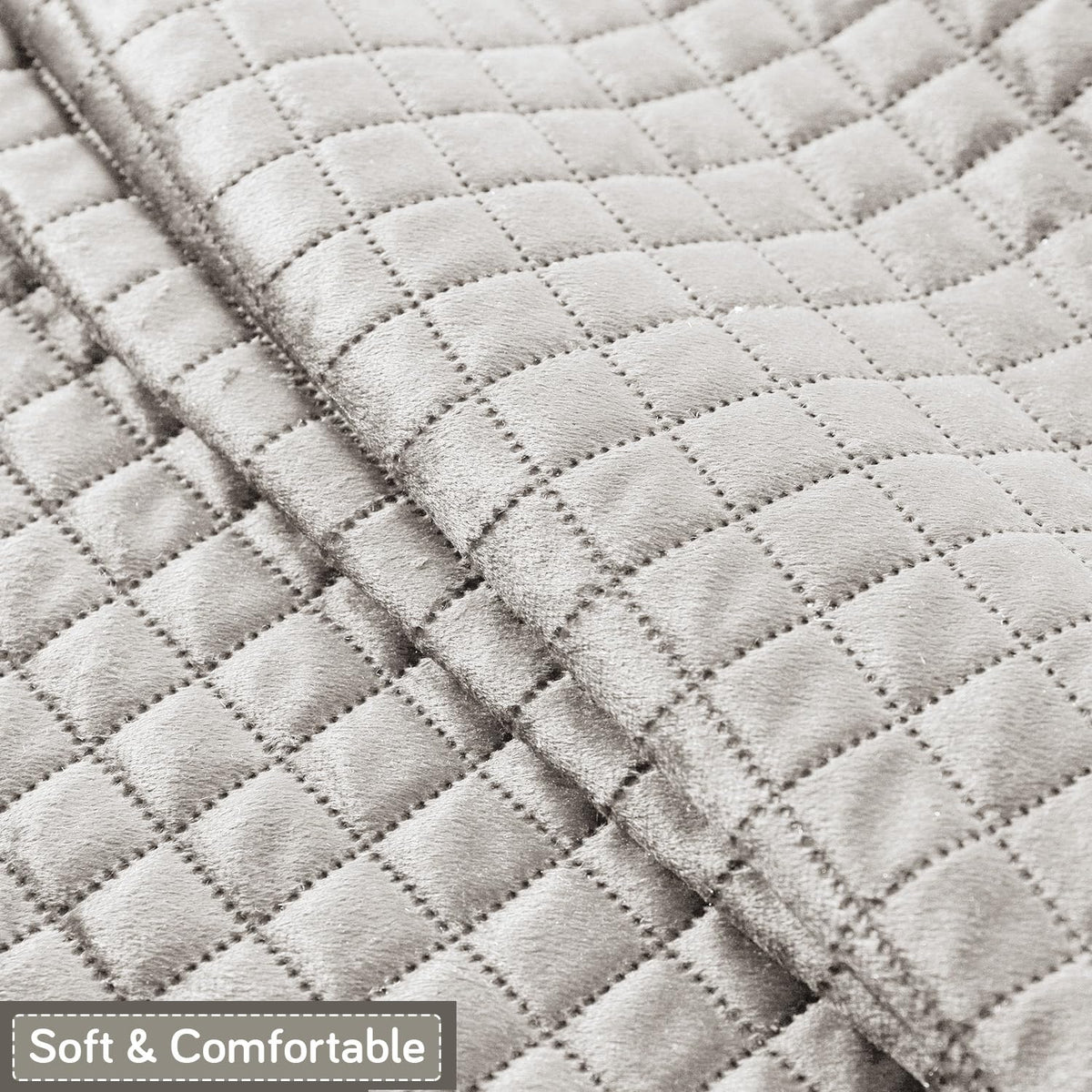 Quilt Classic 5-Seater Sofa Cover (3+1+1), Light Grey