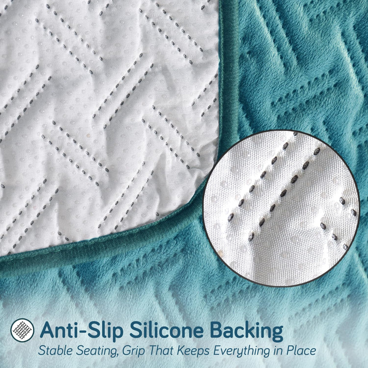 Premium Velvety Quilted Softline 5-Seater Sofa Cover (3+1+1), Teal Blue