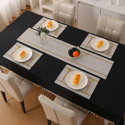 Chevron Stripes PVC Mats for Dining Table - Warm White