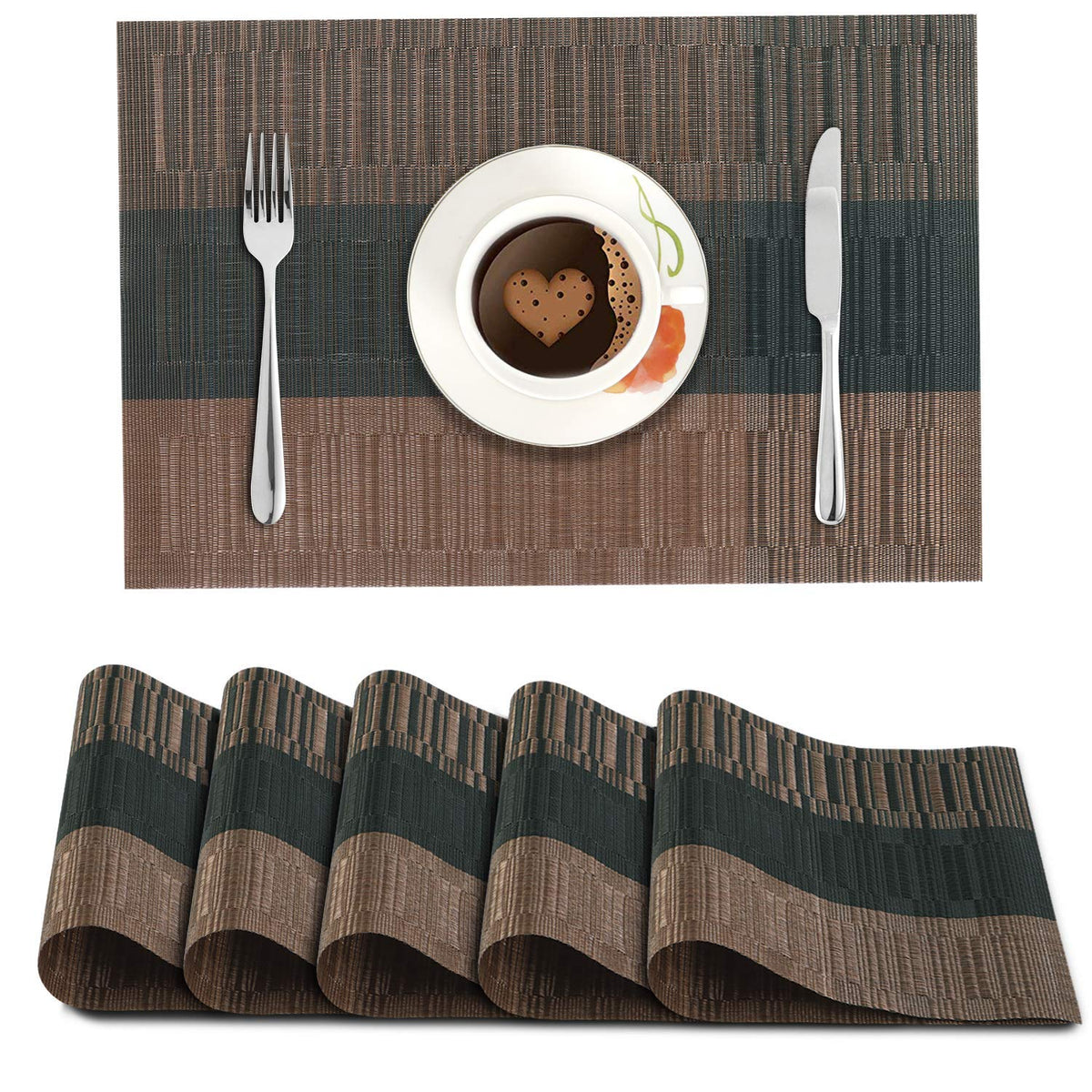 PVC Dining Table Mats, Metalic Brown