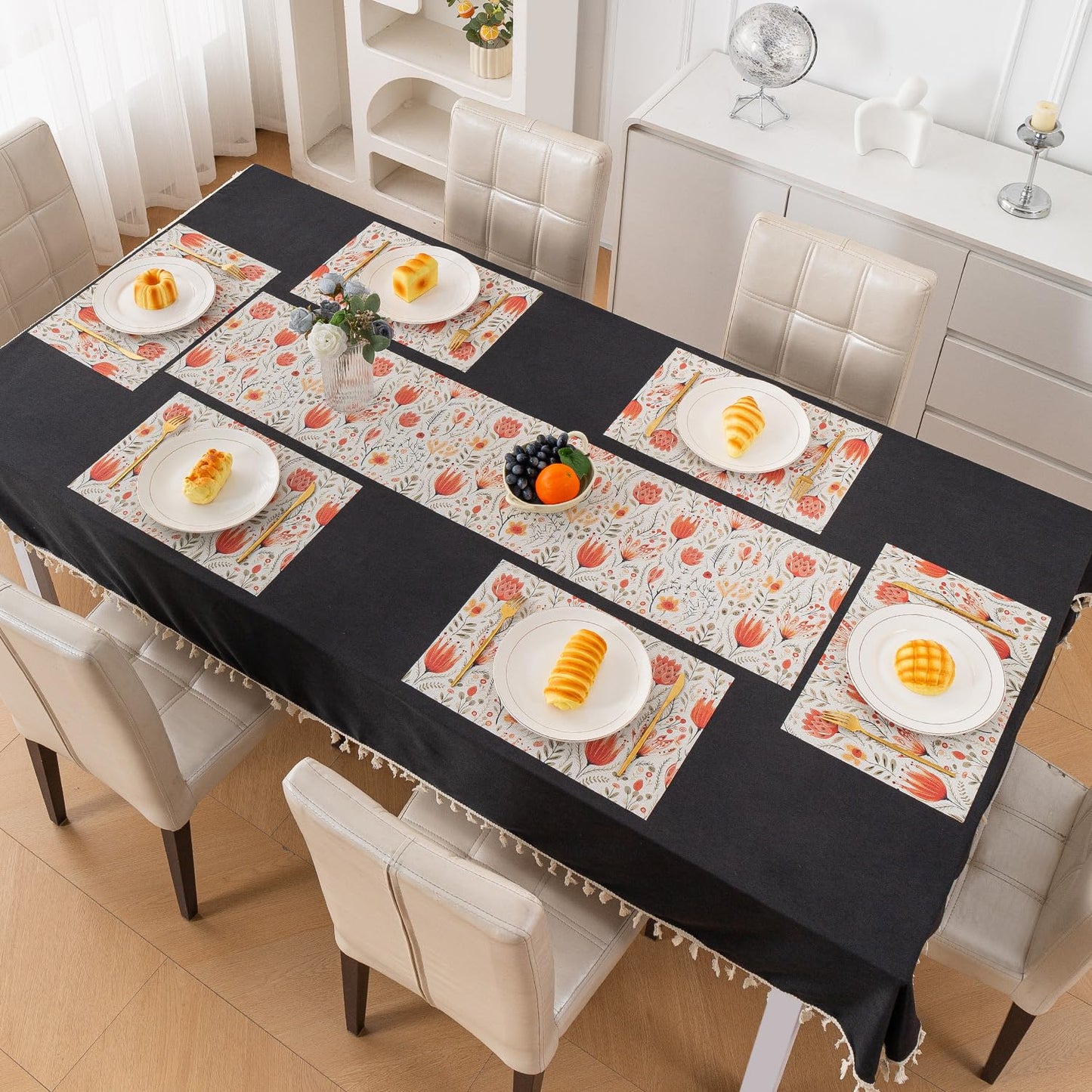 Artistic Flora PVC Washable Mats for Dining Table - Tulip Flora
