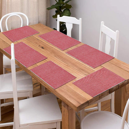 Ribbed Cotton Heat Resistant Dining Table Mat, Red