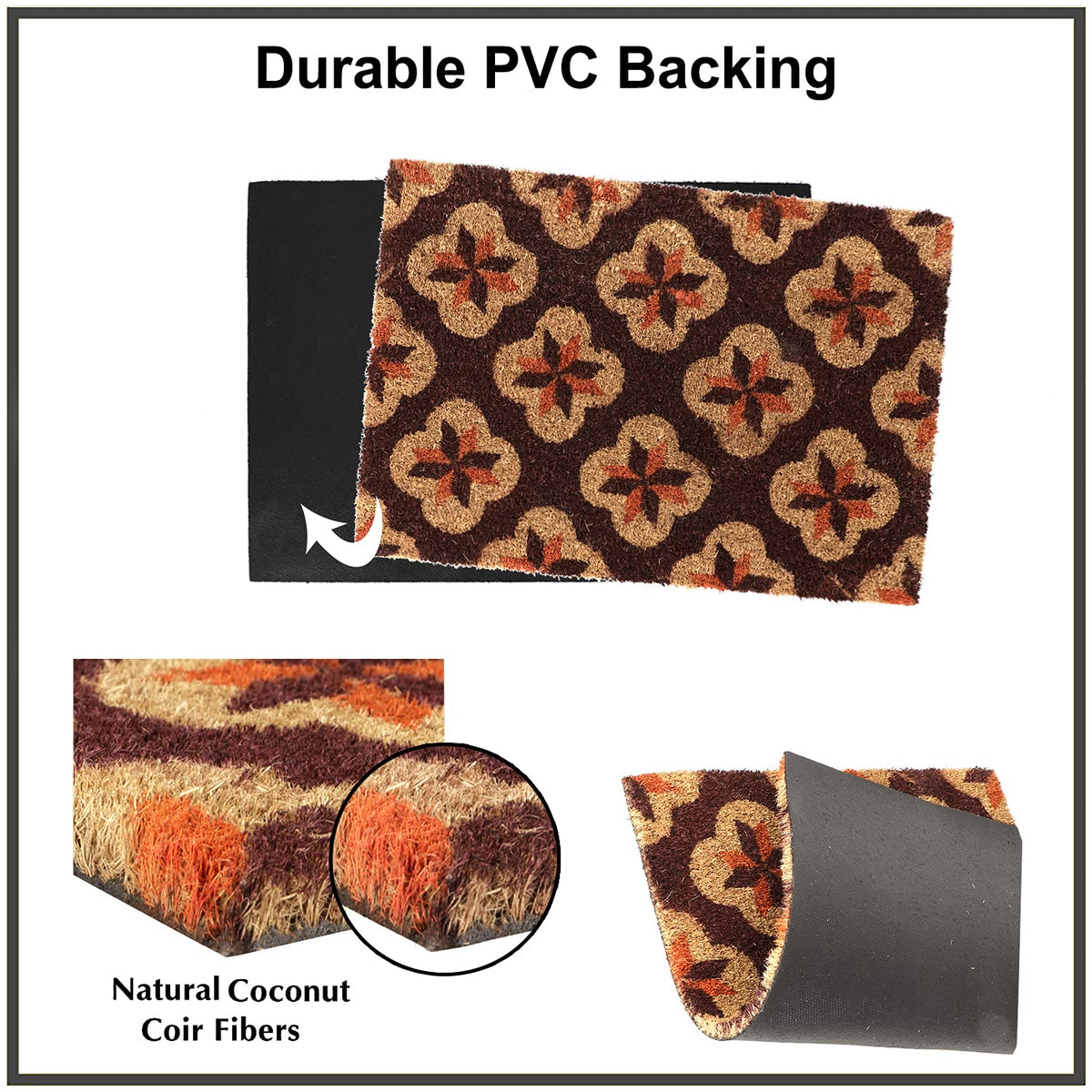 Coir Entrance Door Mat with Anti-Slip PVC Backing