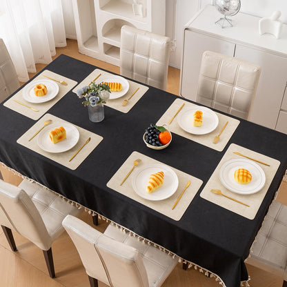 Modern Weaves Royal Luxe Faux Leather Mats for Dining Table - Vanilla Beige
