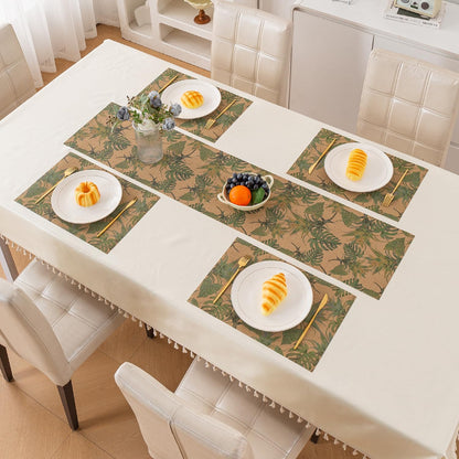 Botanical Tropic PVC Mats for Dining Table - Philodendron Leaves