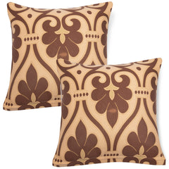 Elastic Stretchable Printed Sofa Cover and Cushion Cover, Beige Damask