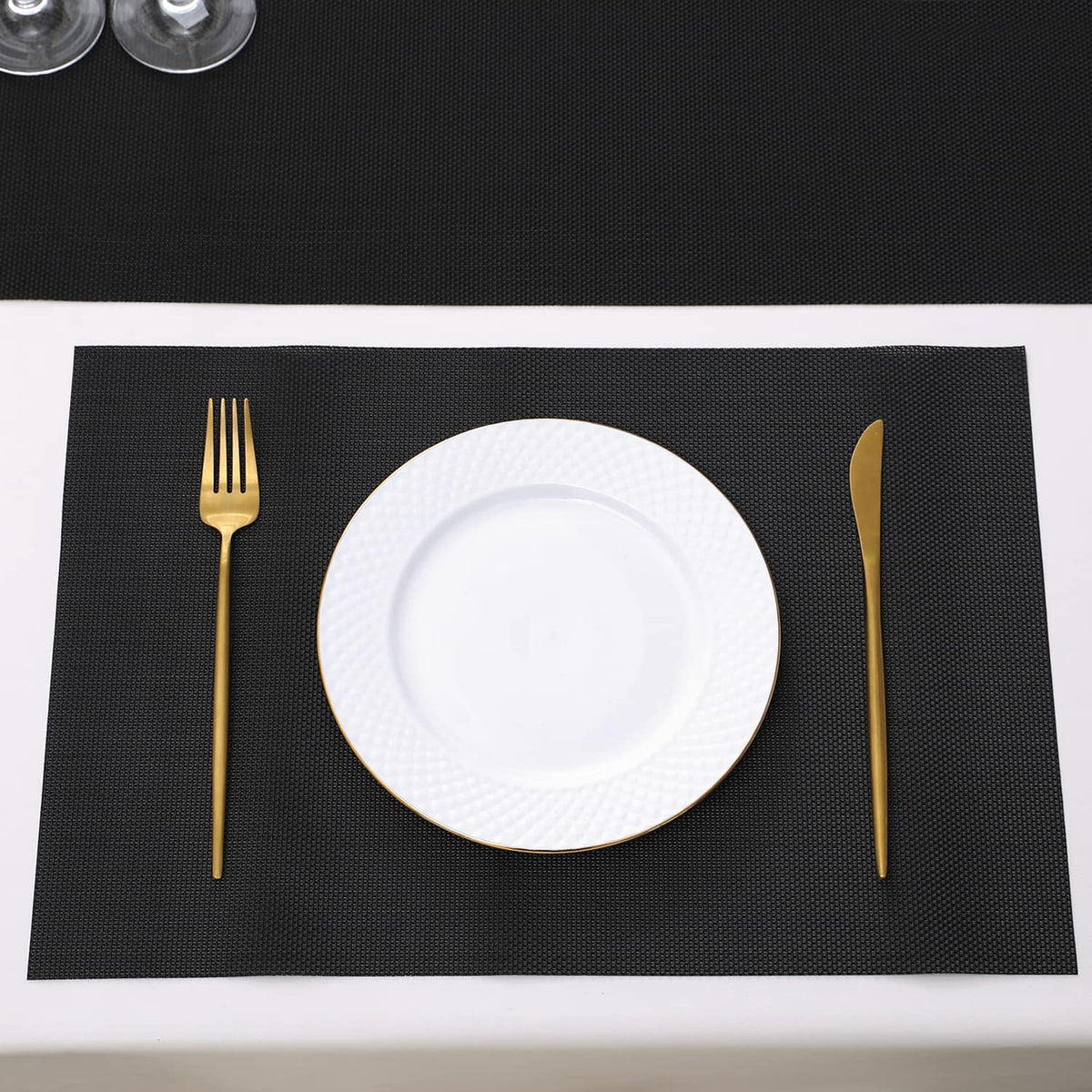 PVC Dining Table Mats, Jet Black