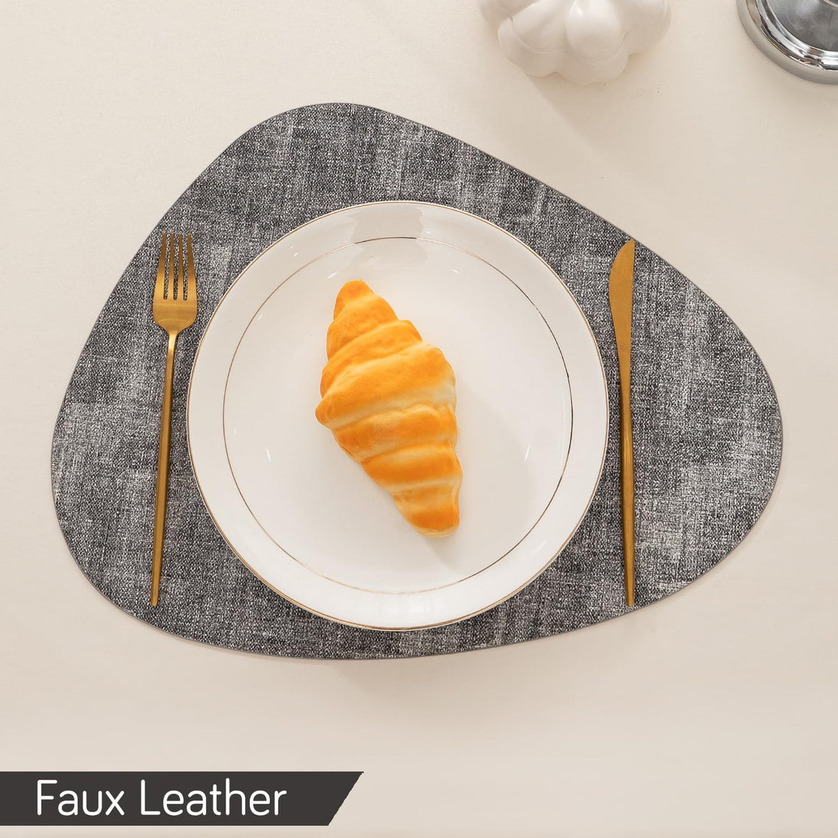 Premium Faux Leather Dining Table Mats, Grey