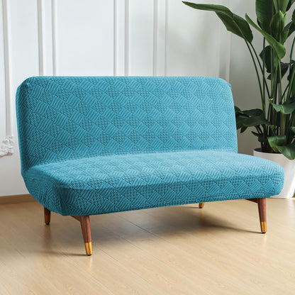 Luxurious Stretchable Spandex Jacquard Sofa-Cum-Bed Cover for Futon – Turquoise