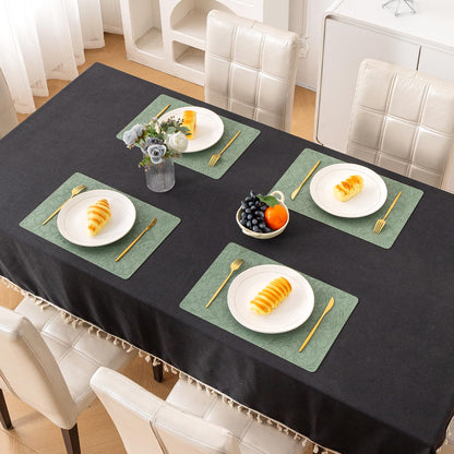 Hibiscus Bloom Washable Leather Mats for Dining Table - Sage Green
