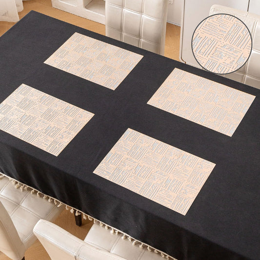 Metallic Glow Shining Mats for Dining Table, Tree Bark - Beige Gold