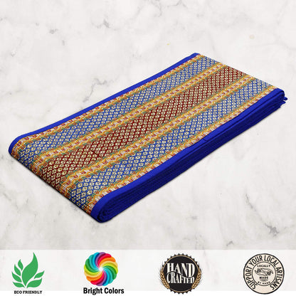 Natural Handmade Madurkathi Large Chatai Mats for Home, Blue