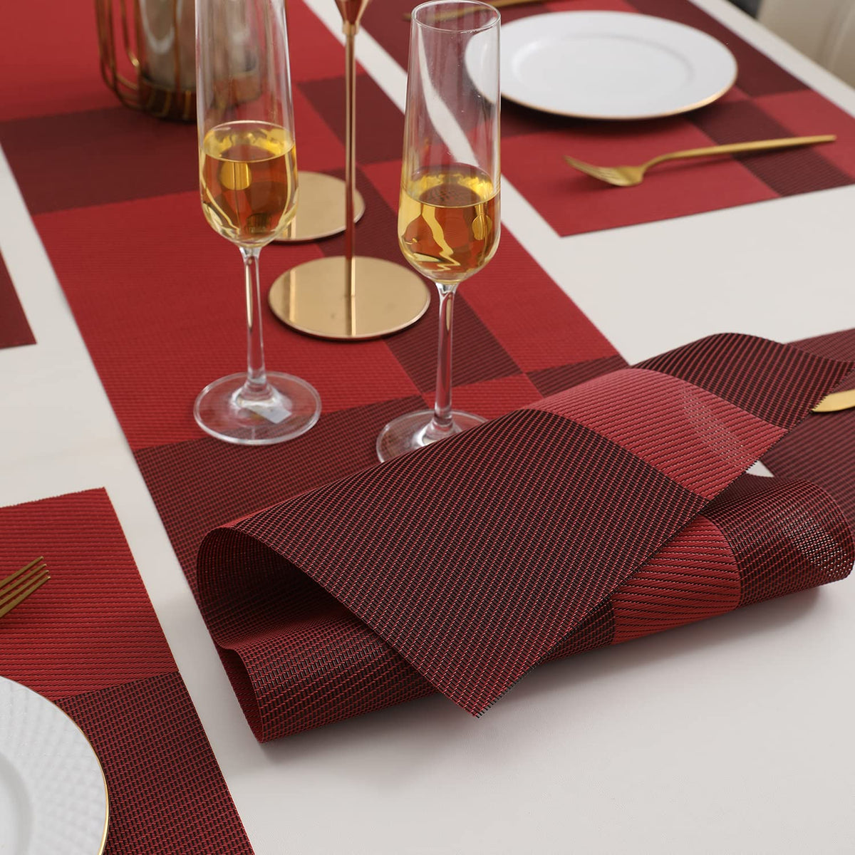 PVC Dining Table Mats, Ruby Red