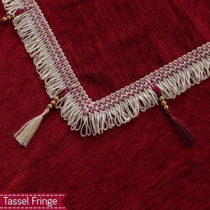 Serenity Tassel Chenille Sofa Cover with Tassel – Crimson Ruby