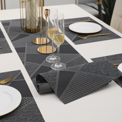 PVC Dining Table Mats, Abstract Black